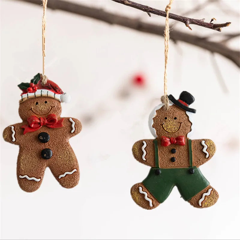 2024 Christmas Resin Gingerbread Man Christmas Tree Pendant Ornaments Holiday Party Supplies Home Party Navidad Christmas Decor