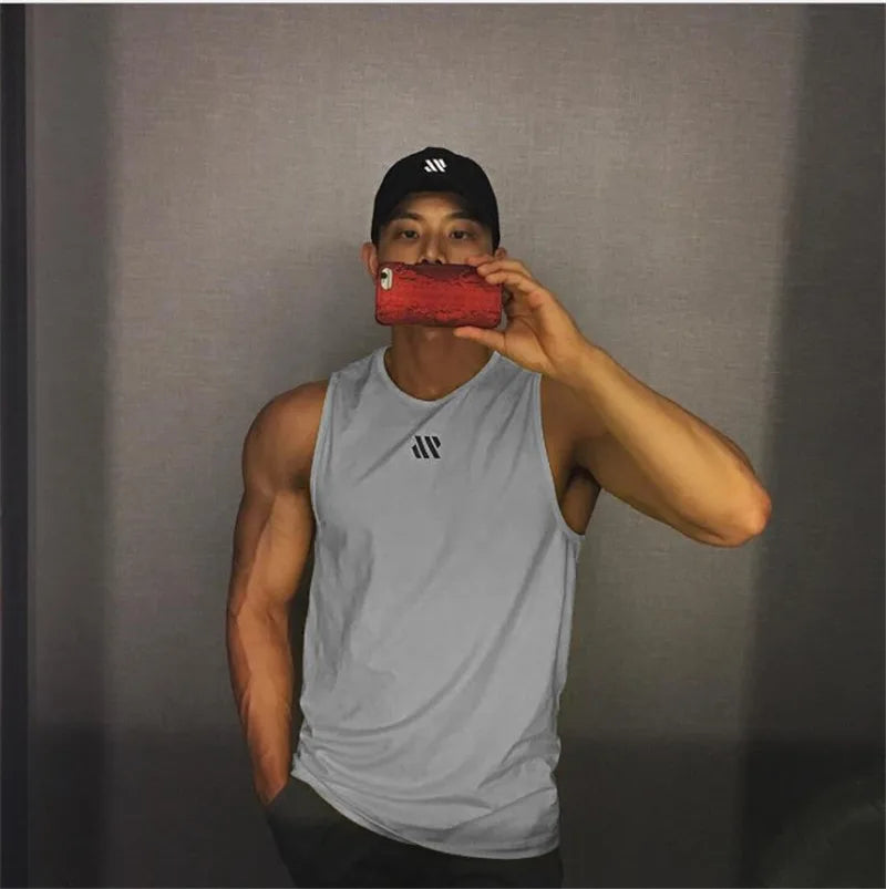 Mens Gym Tank top Men Fitness Sleeveless Shirt Male Mesh Breathable Fitness Sports Vest Undershirt Gyms Running Vest Men