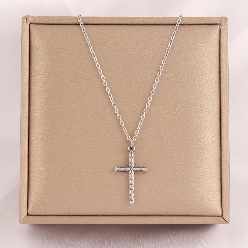 18k Gold Plated Stainless Steel Snake Chain Choker Necklace For Woman Cross Pendants Necklaces Gifts Men Jewelry