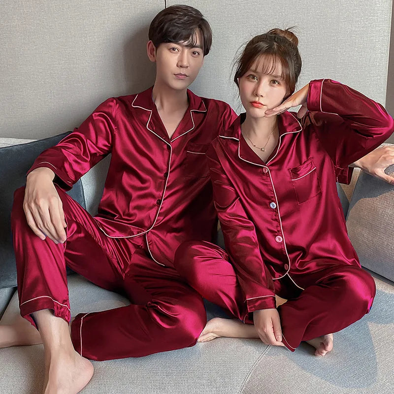 Couple Pajama Sets For Mens Pyjama Loungewear Long Sleeve Sleep