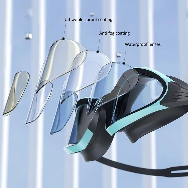 Professional Swimming Goggles HD Waterproof Anti Fog Silicon Swimming Cap Water  for Men and Women.