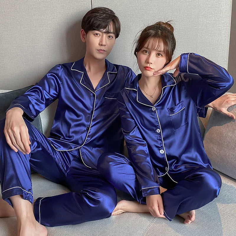 Couple Pajama Sets For Mens Pyjama Loungewear Long Sleeve Sleep