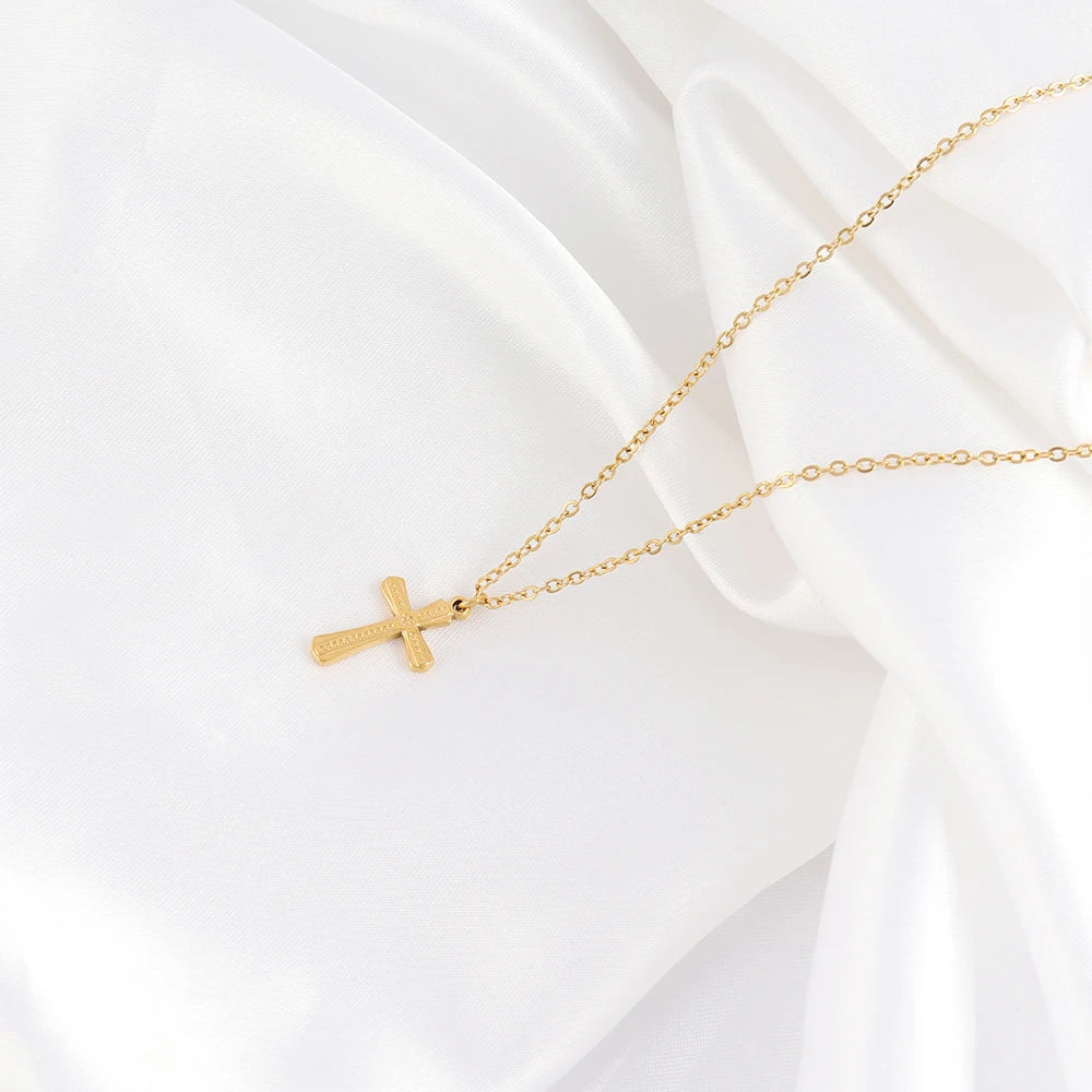 18k Gold Plated Stainless Steel Snake Chain Choker Necklace For Woman Cross Pendants Necklaces Gifts Men Jewelry