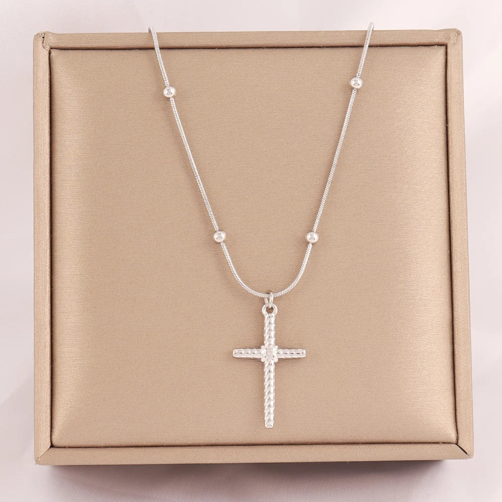 18k Gold Plated Stainless Steel Snake Chain Choker Necklace For Woman Cross Pendants Necklaces Gifts Men Jewelry