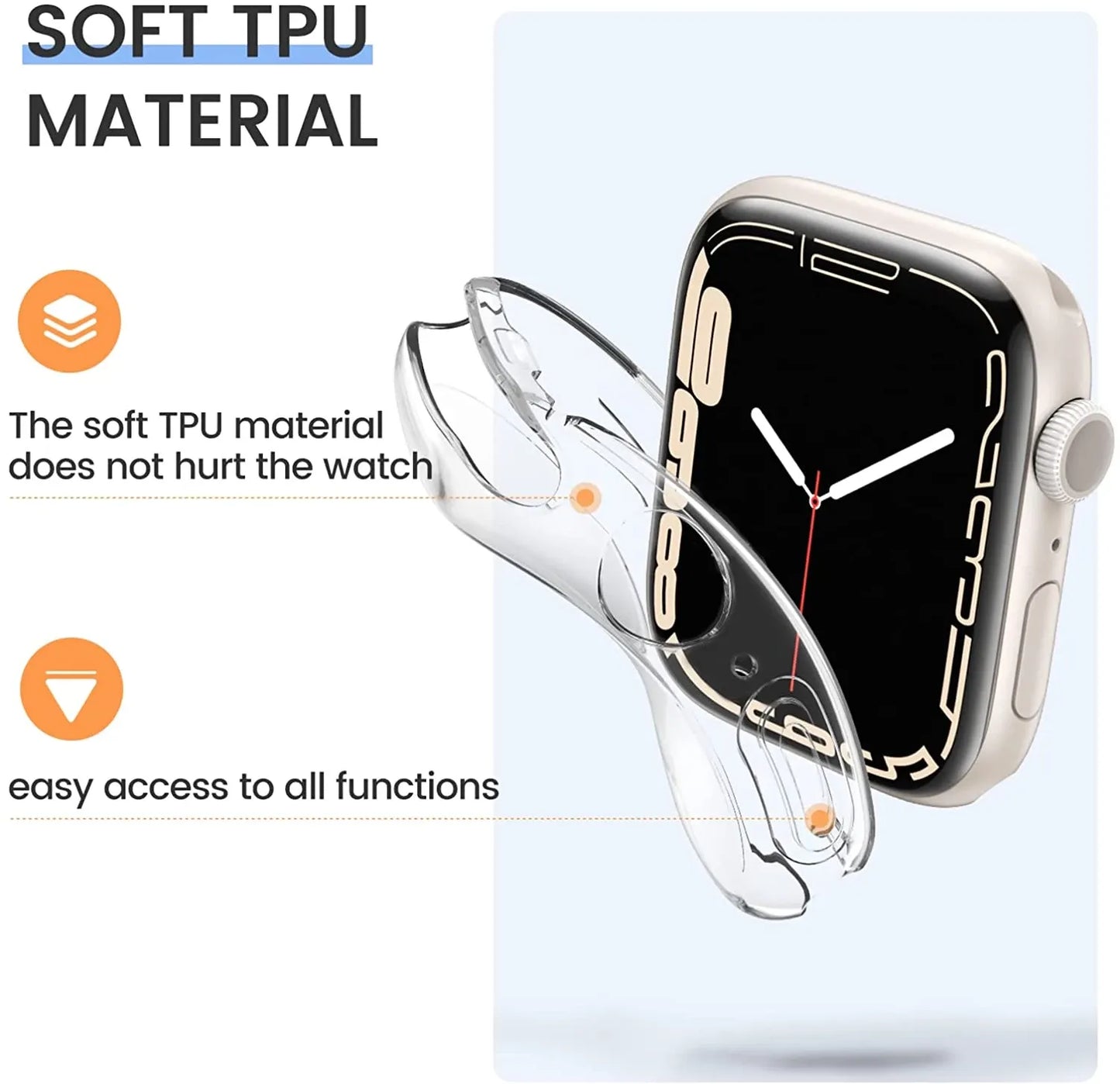 Cover for Apple watch case 44mm 40mm 42mm 38mm All-around TPU Clear Protector Bumper Apple watch series 6 se 5 4 3 7 8 45mm 41mm