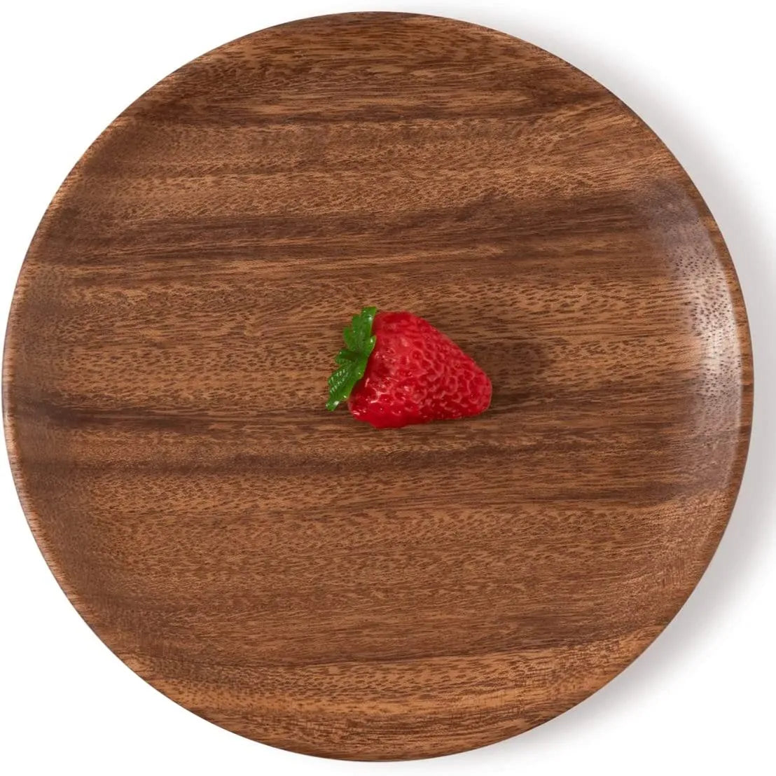 Royalling Round Solid Wood Plates, Stackable Dinner Plates, Natural Tableware Dining for Dishes Snack - Acacia and Walnut Wooden