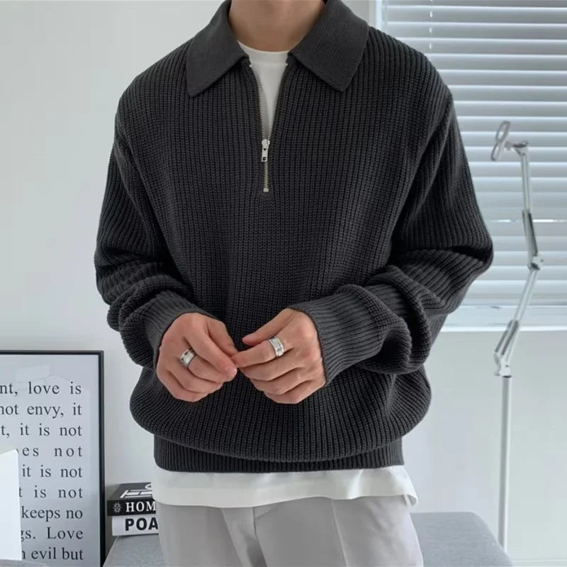 Men Korean Fashion Knitwear Sweater Casual Pullovers Jumpers