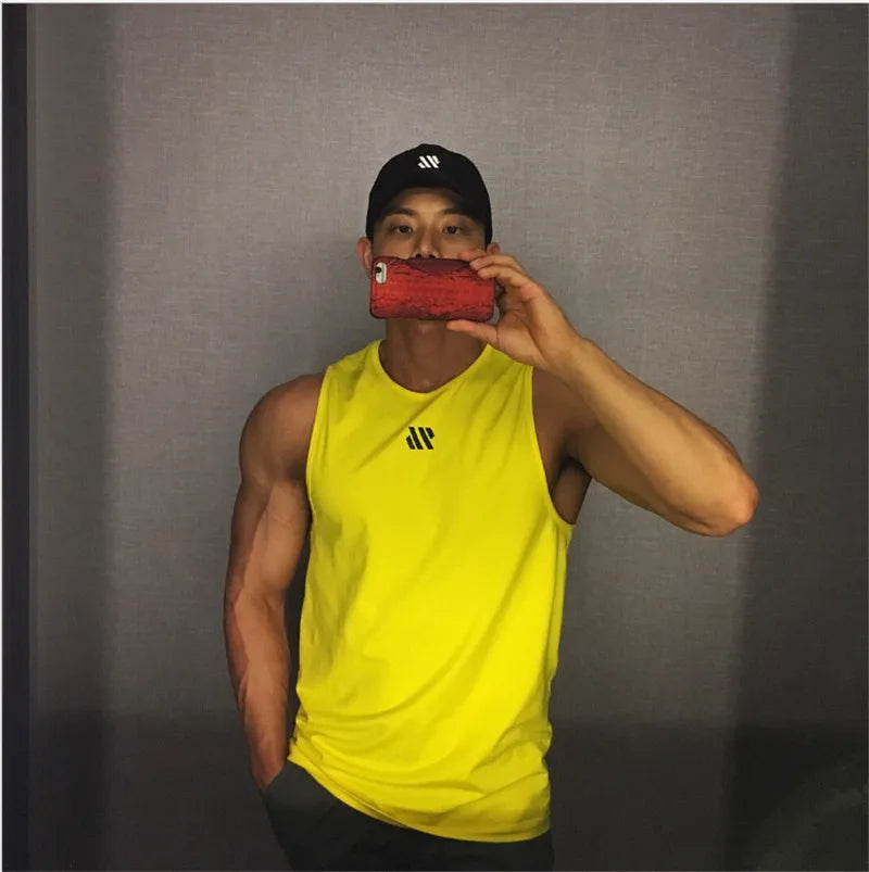 Mens Gym Tank top Men Fitness Sleeveless Shirt Male Mesh Breathable Fitness Sports Vest Undershirt Gyms Running Vest Men