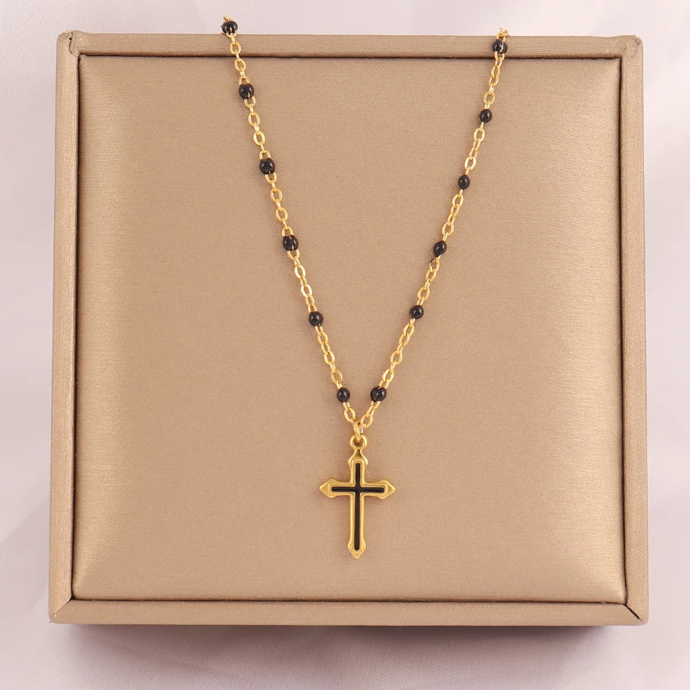 18k Gold Plated Stainless Steel Snake Chain Choker Necklace For Woman Cross Pendants Necklaces Gifts Men Jewelry