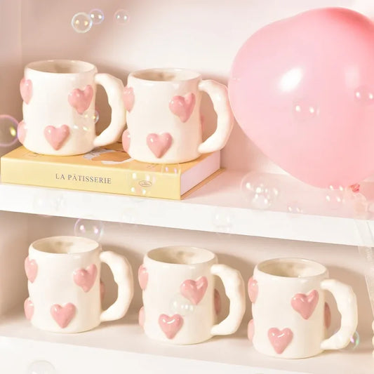 Cute Heart Pink Ceramic Mug