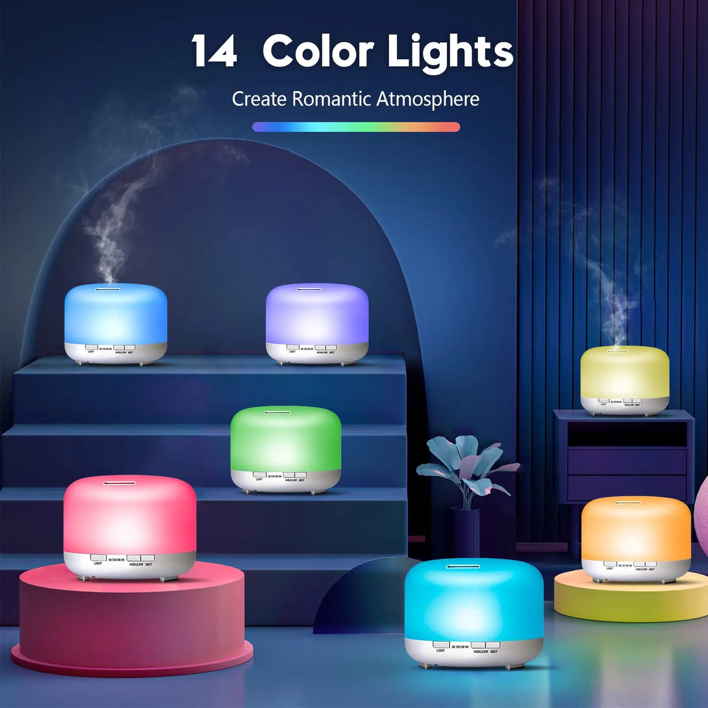 500ML Aroma Diffuser Wood Grain Color, 5V 2A Essential Oil Aromatherapy Diffuser Humidifier with Remote Control for Home Office