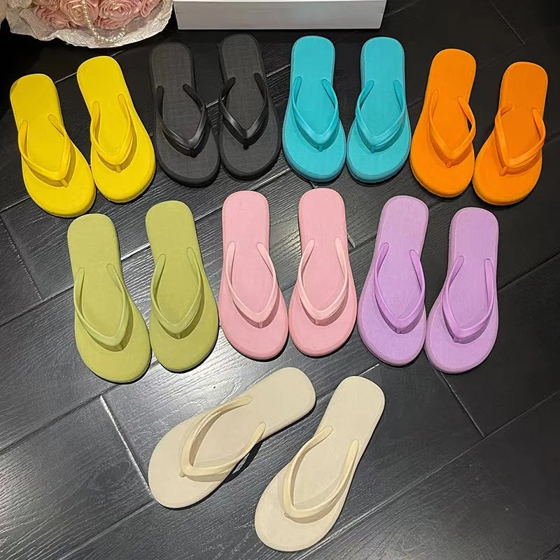 Solid Color Non-slip Leisure Couple Slippers Women Summer