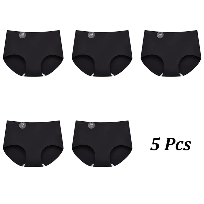 FINETOO 5PCS Seamless Mulberry Silk Underwear Ultral Thin Women's Panties Sexy High Elastic Invisible Briefs Soft Lingerie M-XL