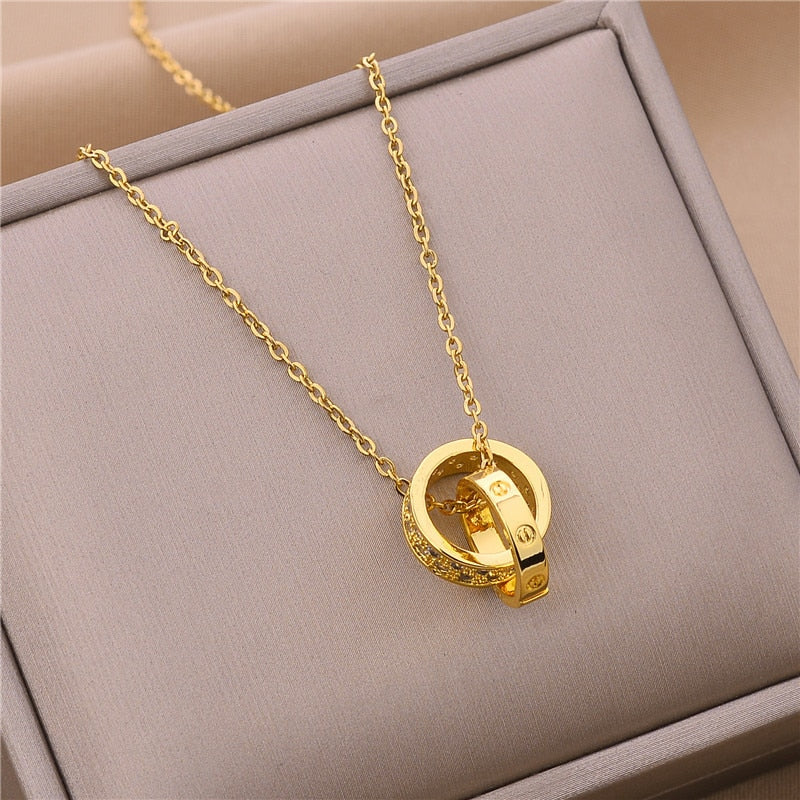Crystal Stainless Steel Necklaces For Women