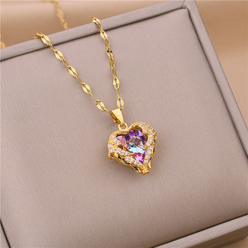 Crystal Stainless Steel Necklaces For Women