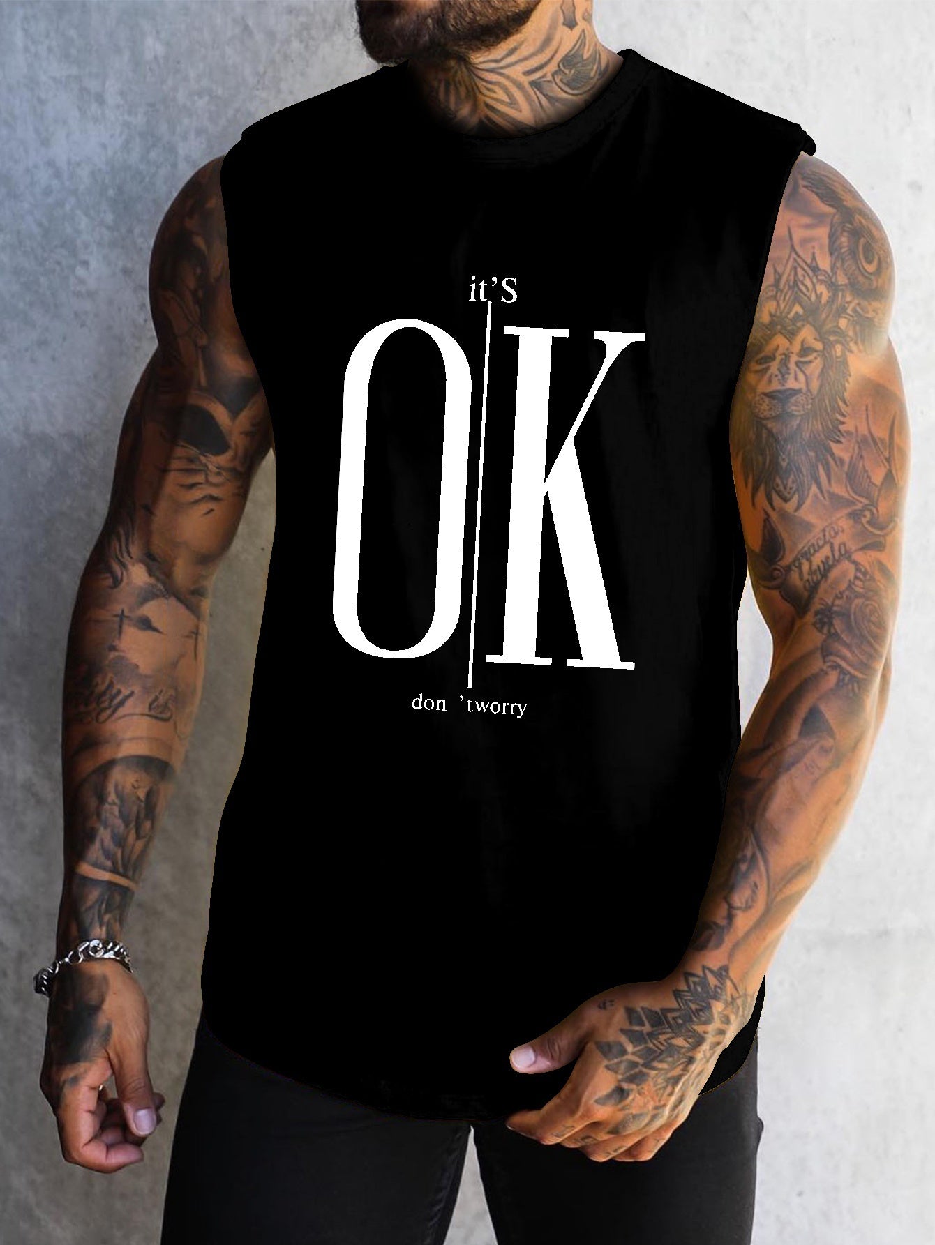 OK Print Men's Quick Dry Moisture-Wicking Breathable Tank Tops Athletic Gym Bodybuilding