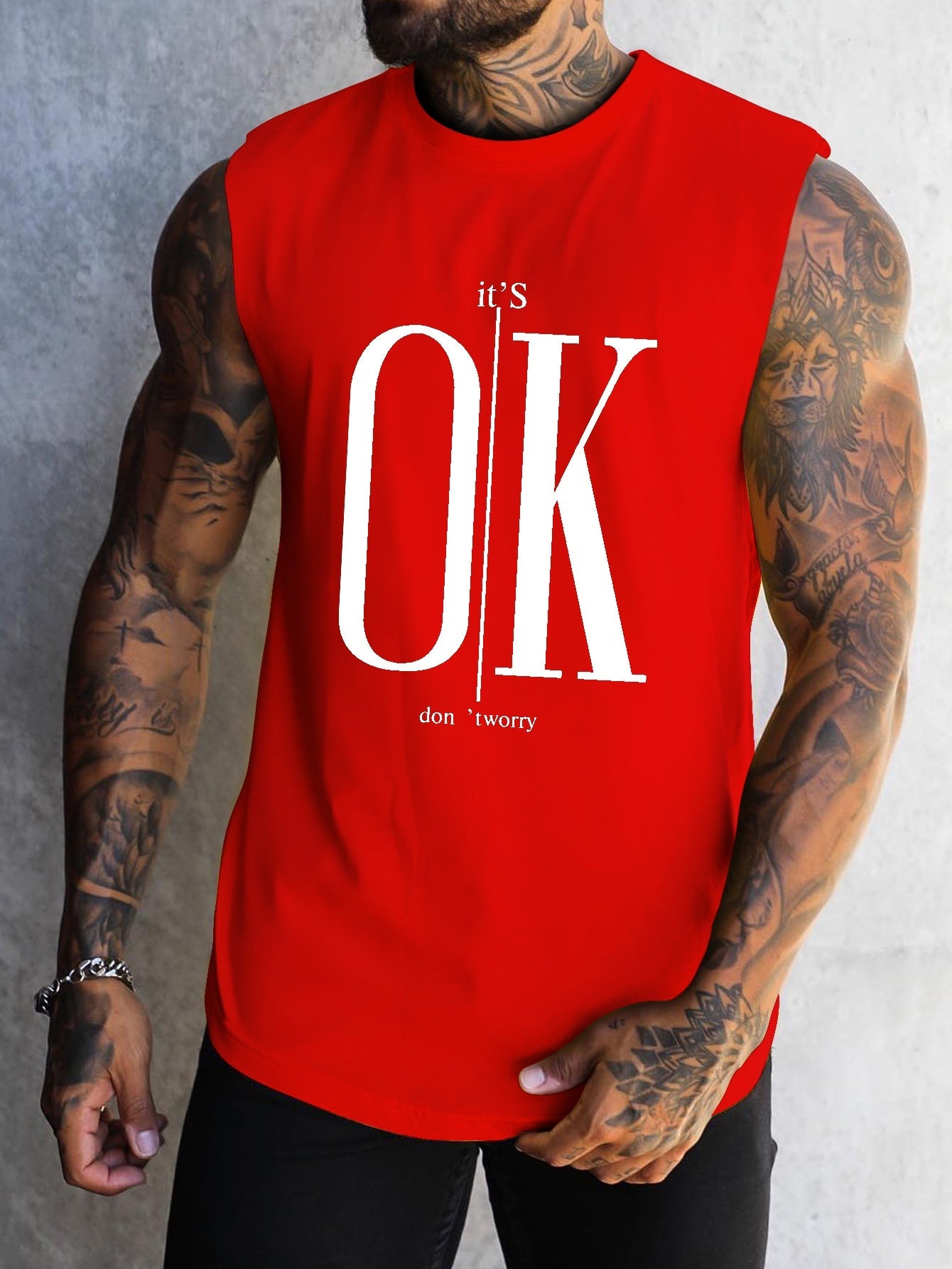 OK Print Men's Quick Dry Moisture-Wicking Breathable Tank Tops Athletic Gym Bodybuilding