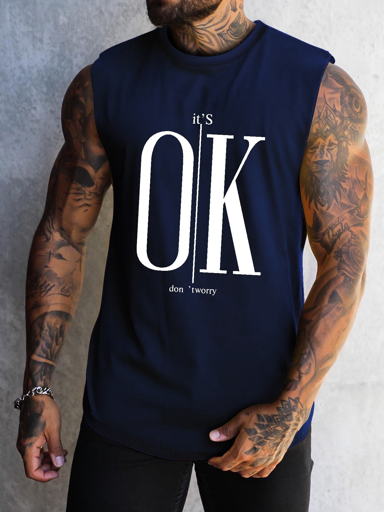 OK Print Men's Quick Dry Moisture-Wicking Breathable Tank Tops Athletic Gym Bodybuilding