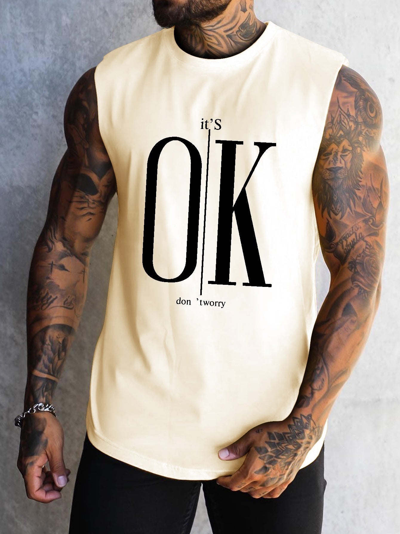 OK Print Men's Quick Dry Moisture-Wicking Breathable Tank Tops Athletic Gym Bodybuilding