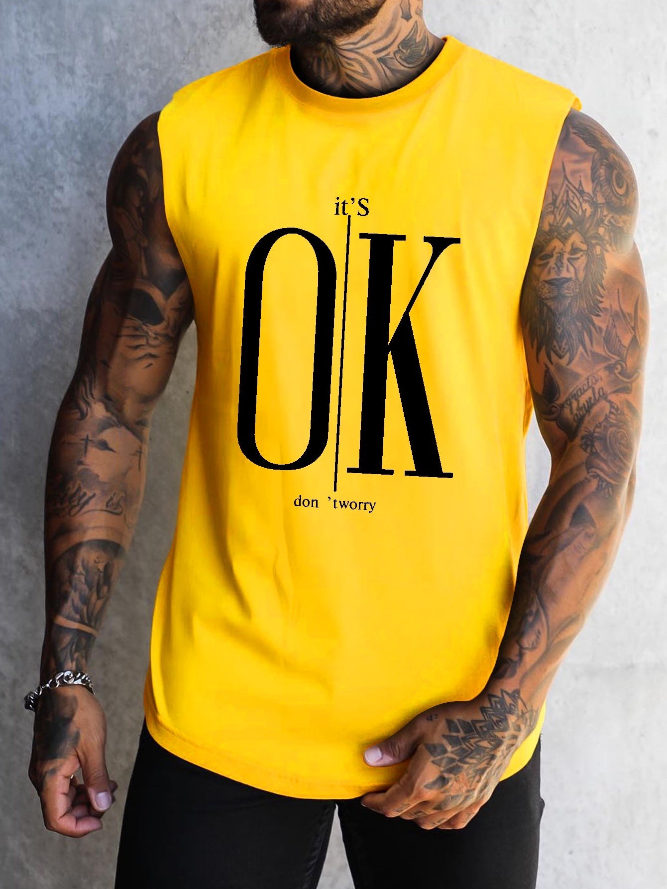 OK Print Men's Quick Dry Moisture-Wicking Breathable Tank Tops Athletic Gym Bodybuilding