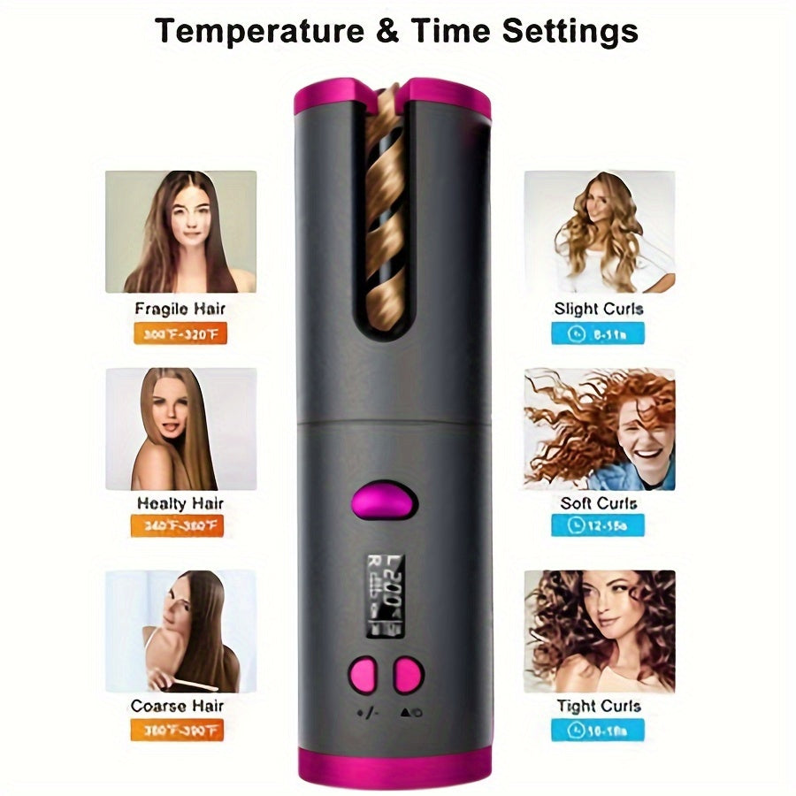 Automatic Hair Curler, Cordless Portable Rotating Curling Wand