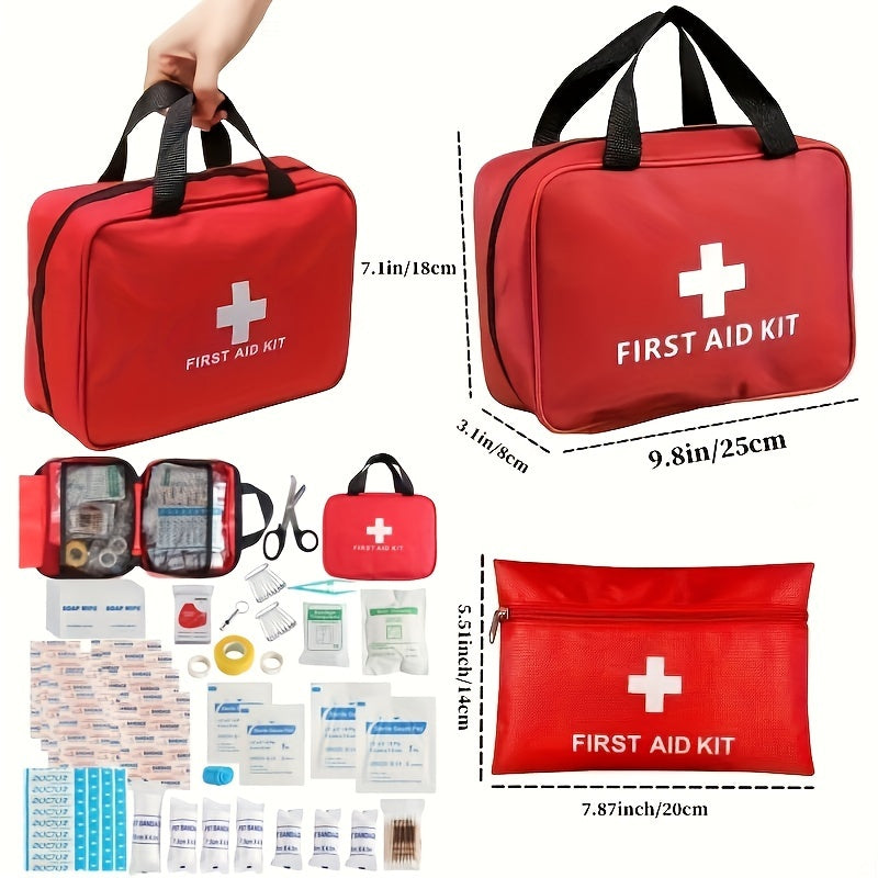 Comprehensive 27pc/173pc First Aid Kit - Compact & Portable Emergency Set for Outdoor Adventures, Camping, Hiking - Essential Safety Supplies Included