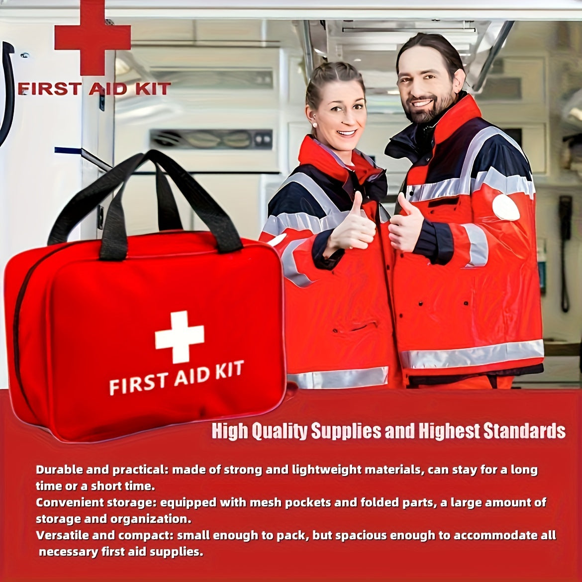 Comprehensive 27pc/173pc First Aid Kit - Compact & Portable Emergency Set for Outdoor Adventures, Camping, Hiking - Essential Safety Supplies Included