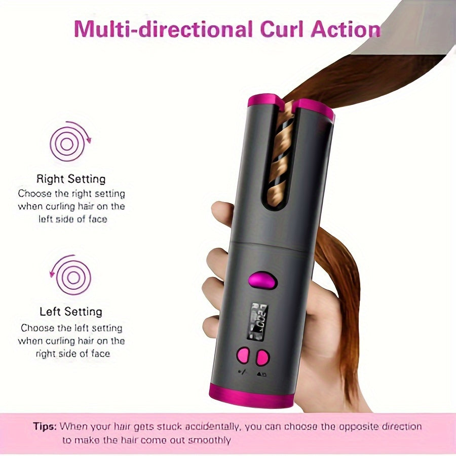 Automatic Hair Curler, Cordless Portable Rotating Curling Wand