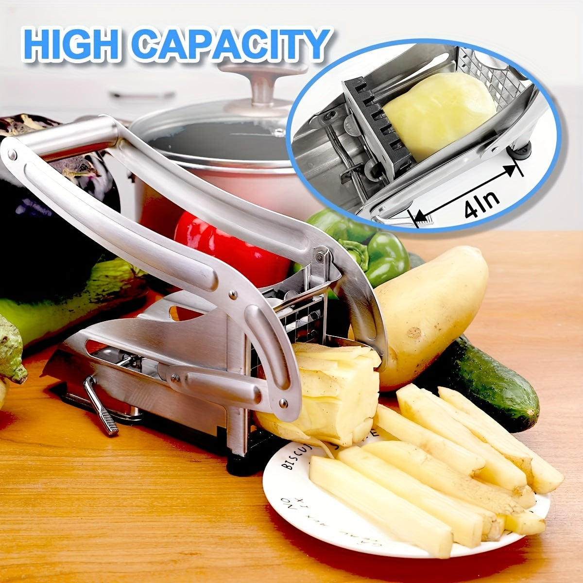 1pc, Stainless Steel Fruit Cutter, Vegetable Cutter, French Fry Cutter, Potato Slicer,