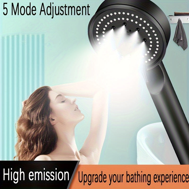 5-Mode Multifunctional High-Pressure Water Saving Shower Head, Handheld Unscented Strong Boost Showerhead with Power supply