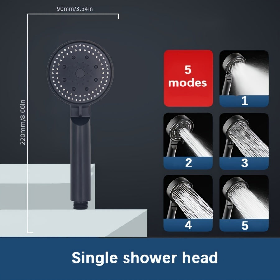 5-Mode Multifunctional High-Pressure Water Saving Shower Head, Handheld Unscented Strong Boost Showerhead with Power supply