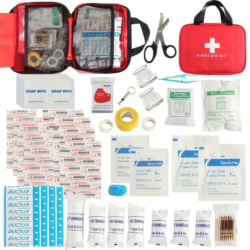 Comprehensive 27pc/173pc First Aid Kit - Compact & Portable Emergency Set for Outdoor Adventures, Camping, Hiking - Essential Safety Supplies Included