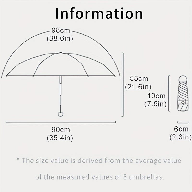 Thickened And Reinforced Five-fold Umbrella, Windproof And Rainproof Ultra-light Mini Capsule Pocket Umbrella