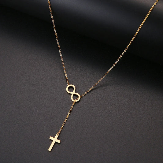 CACANA Long Pendant cross And Digital 8 Necklaces Pendants For Women