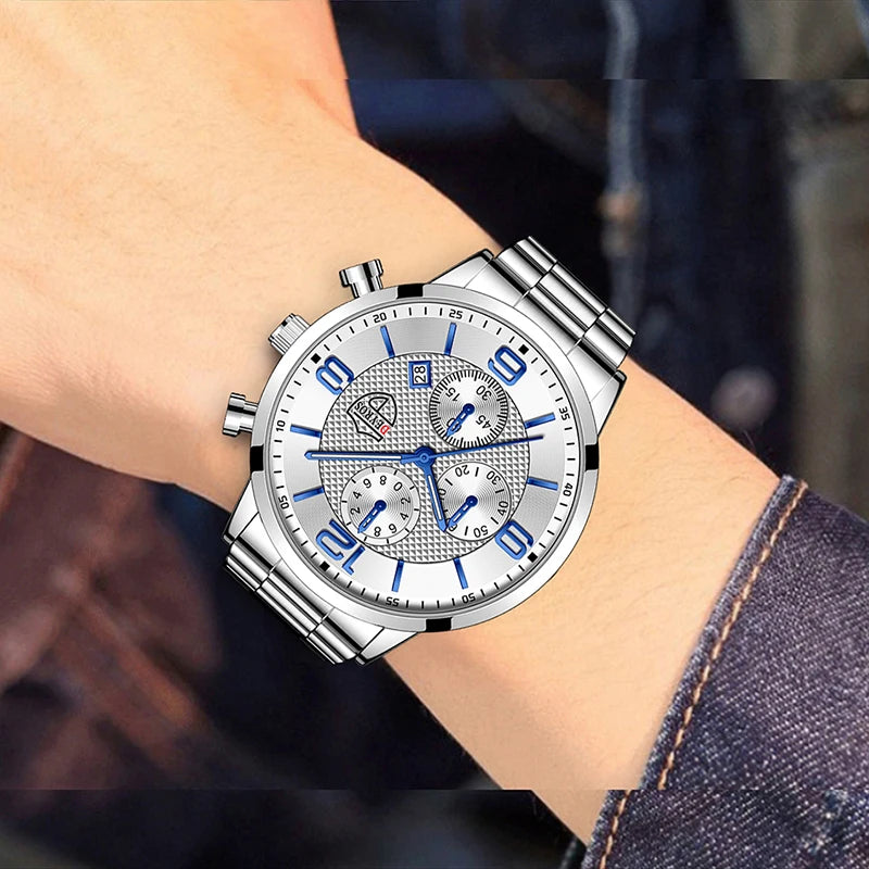 Reloj hombre Luxury Business Men Watchs Stainless Steel Quartz