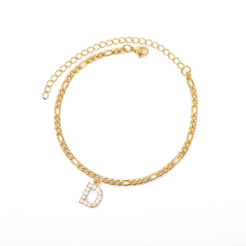 Tiny A-Z Initial Letter Anklets Bracelet