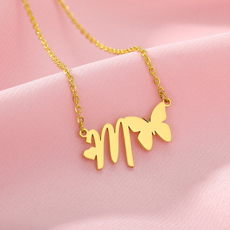 Butterfly letter necklace