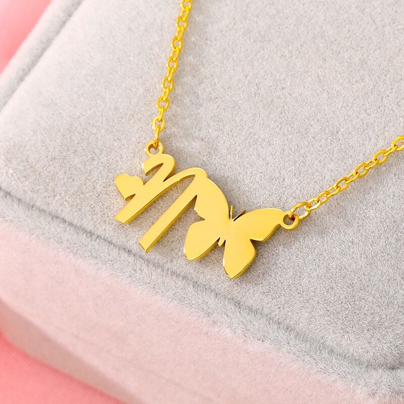 Butterfly letter necklace