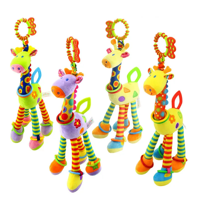 Soft Animal Handbells Rattles Butterfly Rabbit Duck Plush Infant Baby Development Handle Toys Hot Selling WIth Teether Baby Toy