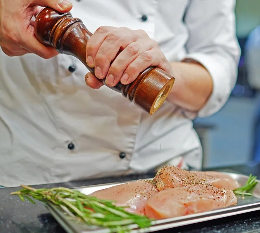 Salt and Pepper Mills, Solid Wood Pepper Mill with Strong Adjustable Ceramic Grinder  5" 8" 10"