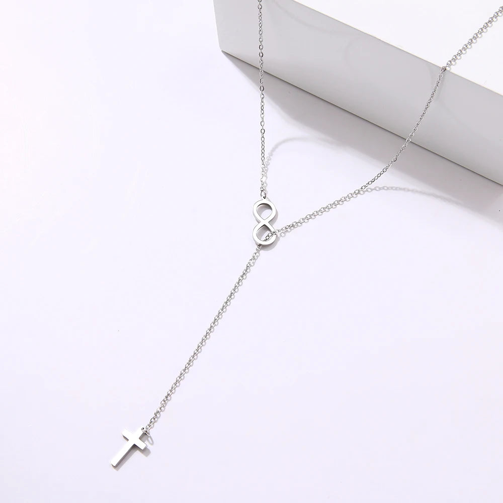 CACANA Long Pendant cross And Digital 8 Necklaces Pendants For Women