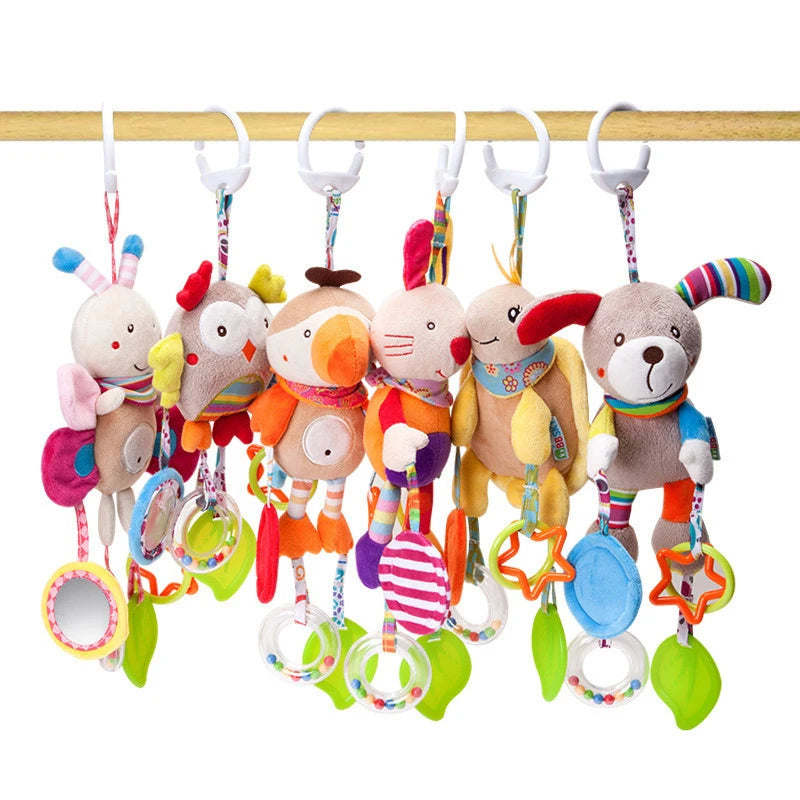 Soft Animal Handbells Rattles Butterfly Rabbit Duck Plush Infant Baby Development Handle Toys Hot Selling WIth Teether Baby Toy