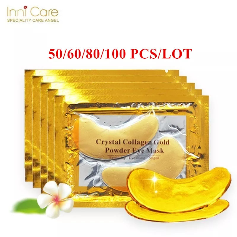 InniCare 50/60/80/100 Pcs Crystal Collagen Gold Eye Mask Dark Circles Acne