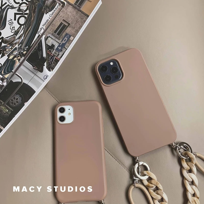 Luxury Crossbody Necklace Lanyard Soft Case for iphone 15 14 Pro Max 13 12 11 MiNi XR X XS Max 7 Plus SE Marble Chain Soft Cover