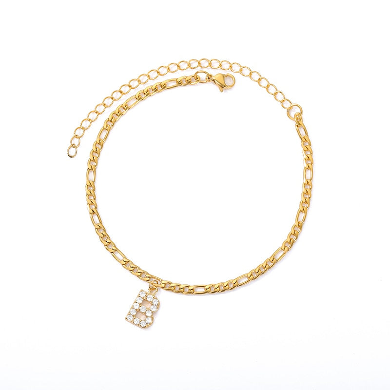 Tiny A-Z Initial Letter Anklets Bracelet