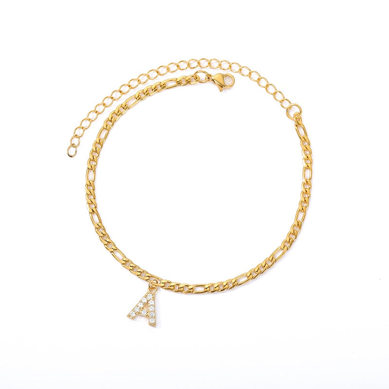 Tiny A-Z Initial Letter Anklets Bracelet