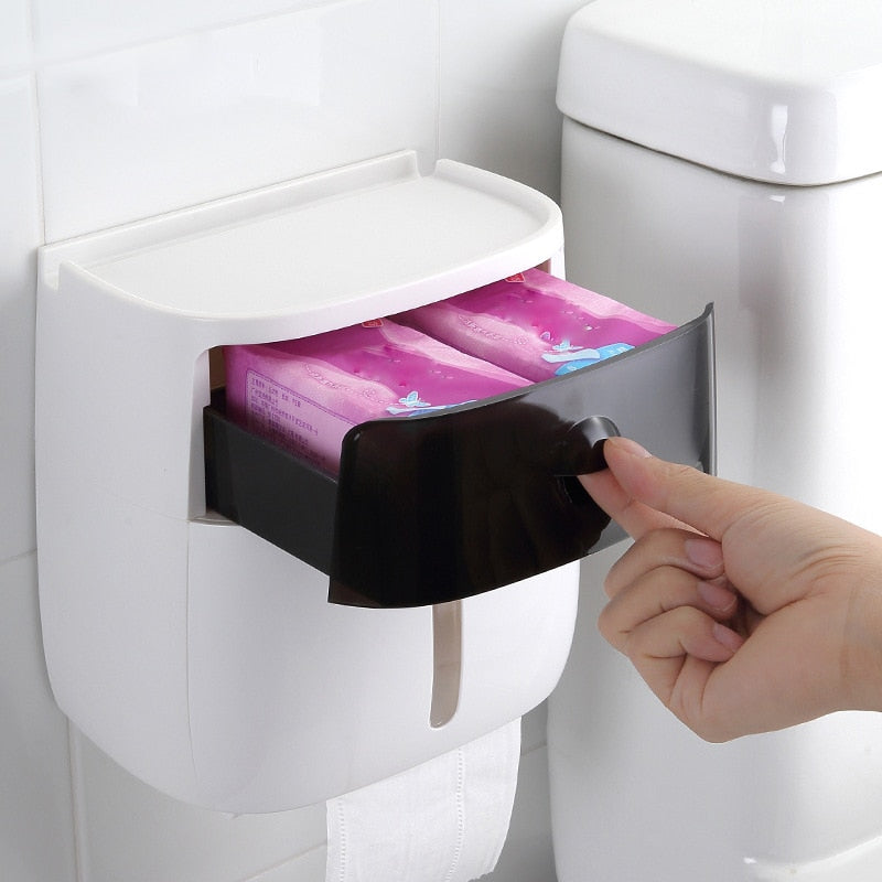 Waterproof Toilet Paper Holder Plastic Paper Towels Holder Wall Mounted Bathroom Shelf  Storage Box Portable Toilet Roll Holder