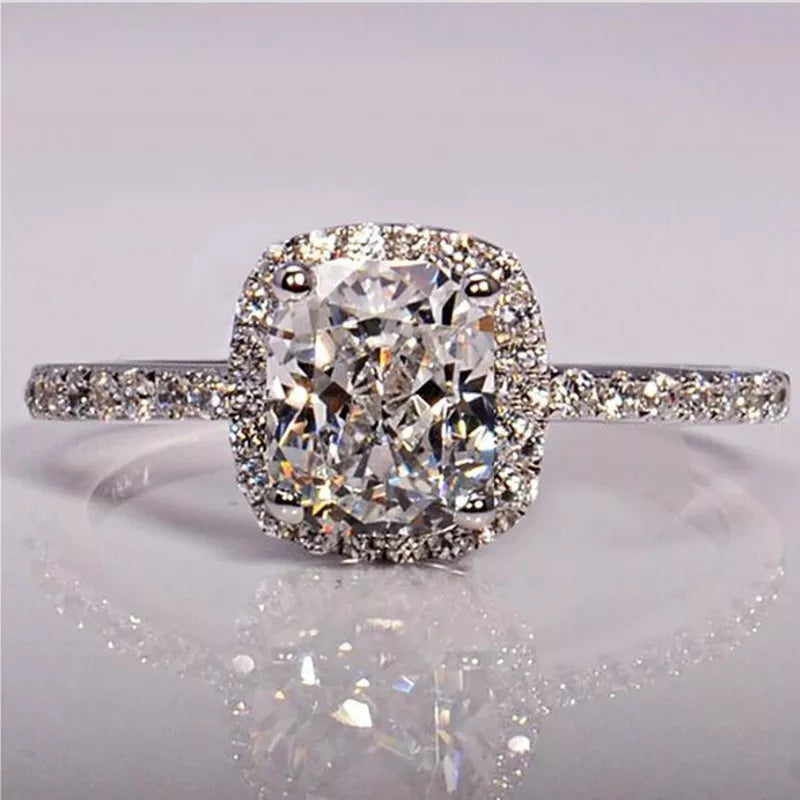 CC Trendy Jewelry Rings For Women Cubic Zirconia Charms Bridal Wedding Engagement White Gold