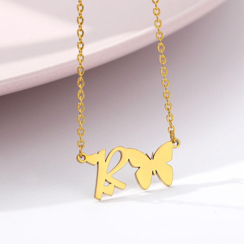 Butterfly letter necklace