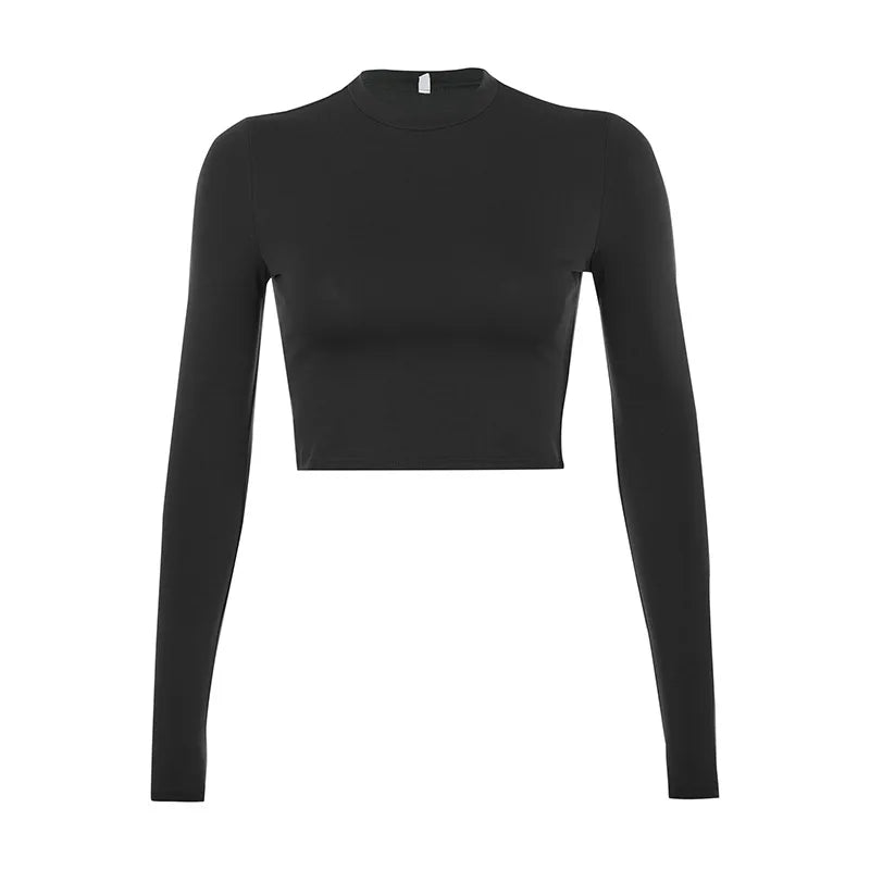 Solid Basic Long Sleeve Womens Tshirt